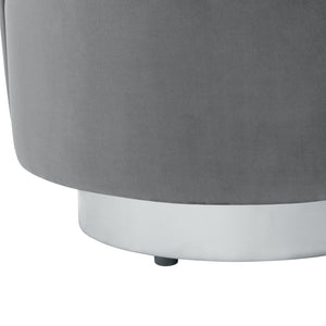 Homeroots 27" Light Gray And Silver Velvet Tufted Swivel Barrel Chair Light Grey,Chrome  533893