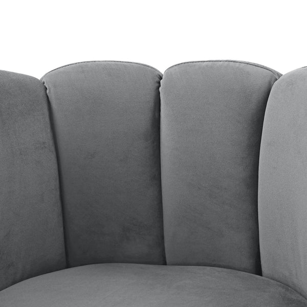 Homeroots 27" Light Gray And Silver Velvet Tufted Swivel Barrel Chair Light Grey,Chrome  533893