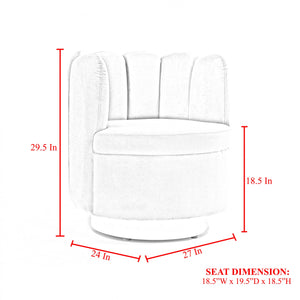 Homeroots 27" Light Gray And Silver Velvet Tufted Swivel Barrel Chair Light Grey,Chrome  533893