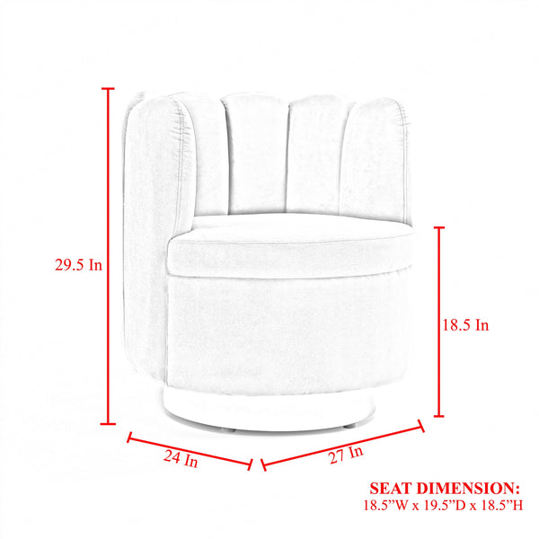 Homeroots 27" Light Gray And Silver Velvet Tufted Swivel Barrel Chair Light Grey,Chrome  533893