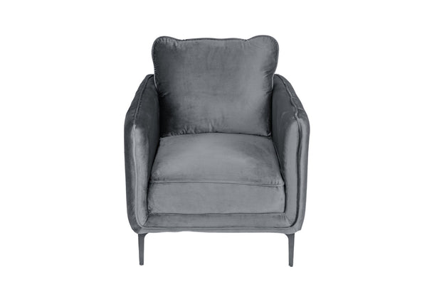 English Elm Accent Chair Velvet Upholstered Channel Tufted Arms with Bold Metal Legs Modern Lounge Gray B089P416551