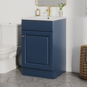 English Elm [video] 20 Inch Freestanding Bathroom Vanity with Ceramic Sink Soft Close Cabinet Blue N759P237946C