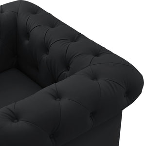 Homeroots 34" Black And Gold Faux Leather Tufted Chesterfield Chair Black  533906