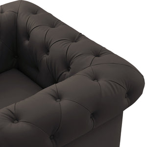Homeroots 34" Brown And Gold Faux Leather Tufted Chesterfield Chair Brown  533907