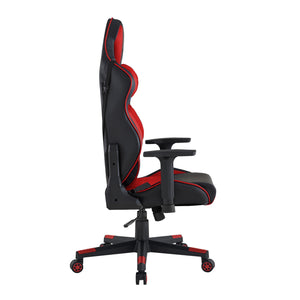 Homeroots Black Red And Black Adjustable Swivel Metal Rolling Gaming Chair Red Faux Leather 533920