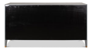 Sarreid Gabriella Chest Of Drawers - Elegant Storm Grey Design With 8 Spacious Drawers & Leather Accents Grey  53392