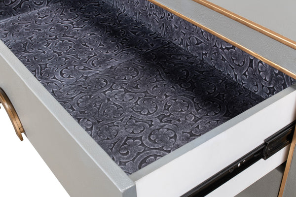 Sarreid Gabriella Chest Of Drawers - Elegant Storm Grey Design With 8 Spacious Drawers & Leather Accents Grey  53392