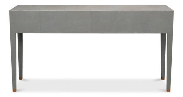 Sarreid Gabriella Console In Storm Grey - Elegant 3-drawer Design With Embossed Shagreen Leather Finish Grey  53393