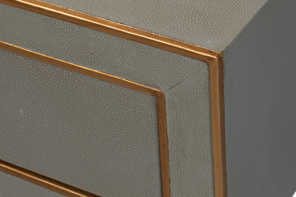 Sarreid Gabriella Console In Storm Grey - Elegant 3-drawer Design With Embossed Shagreen Leather Finish Grey  53393