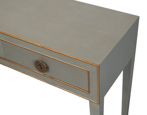 Sarreid Gabriella Console In Storm Grey - Elegant 3-drawer Design With Embossed Shagreen Leather Finish Grey  53393