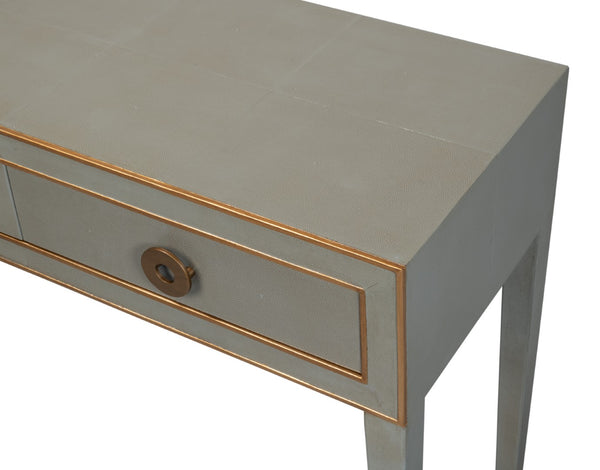 Sarreid Gabriella Console In Storm Grey - Elegant 3-drawer Design With Embossed Shagreen Leather Finish Grey  53393