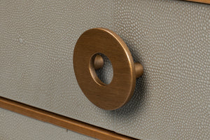 Sarreid Gabriella Console In Storm Grey - Elegant 3-drawer Design With Embossed Shagreen Leather Finish Grey  53393