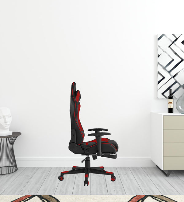 Homeroots 28" Red And Black Faux Leather Swivel Arm Chair Red  533950