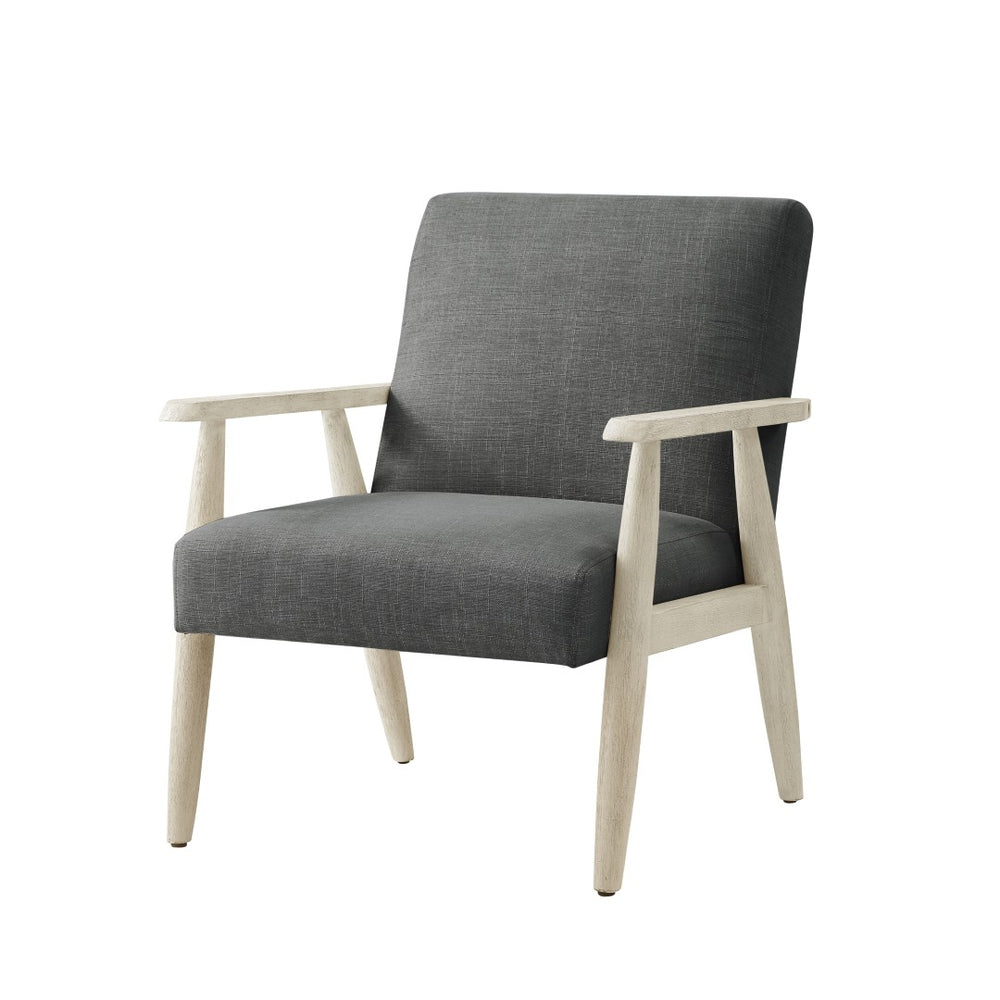 HomeRoots 30" Stylish Linen Arm Chair for Living Rooms and Offices - Comfortable, Modern Design with Supportive Comfort Charcoal/Cream 533960