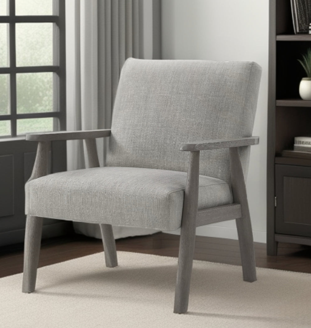 Homeroots 30" Gray Linen Arm Chair Grey,Grey  533962