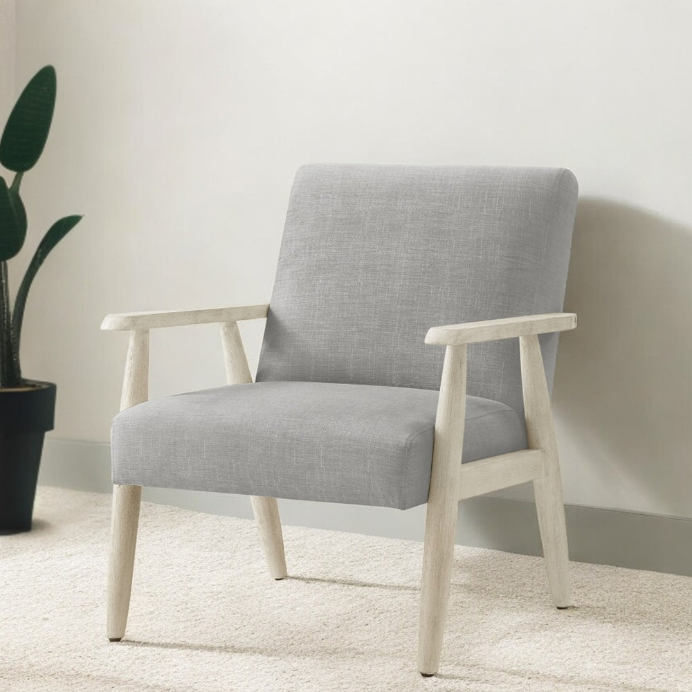 HomeRoots 30" Contemporary Linen Arm Chair - Elegant, Cushioned Comfort for Living Rooms and Home Offices Grey/Cream 533963