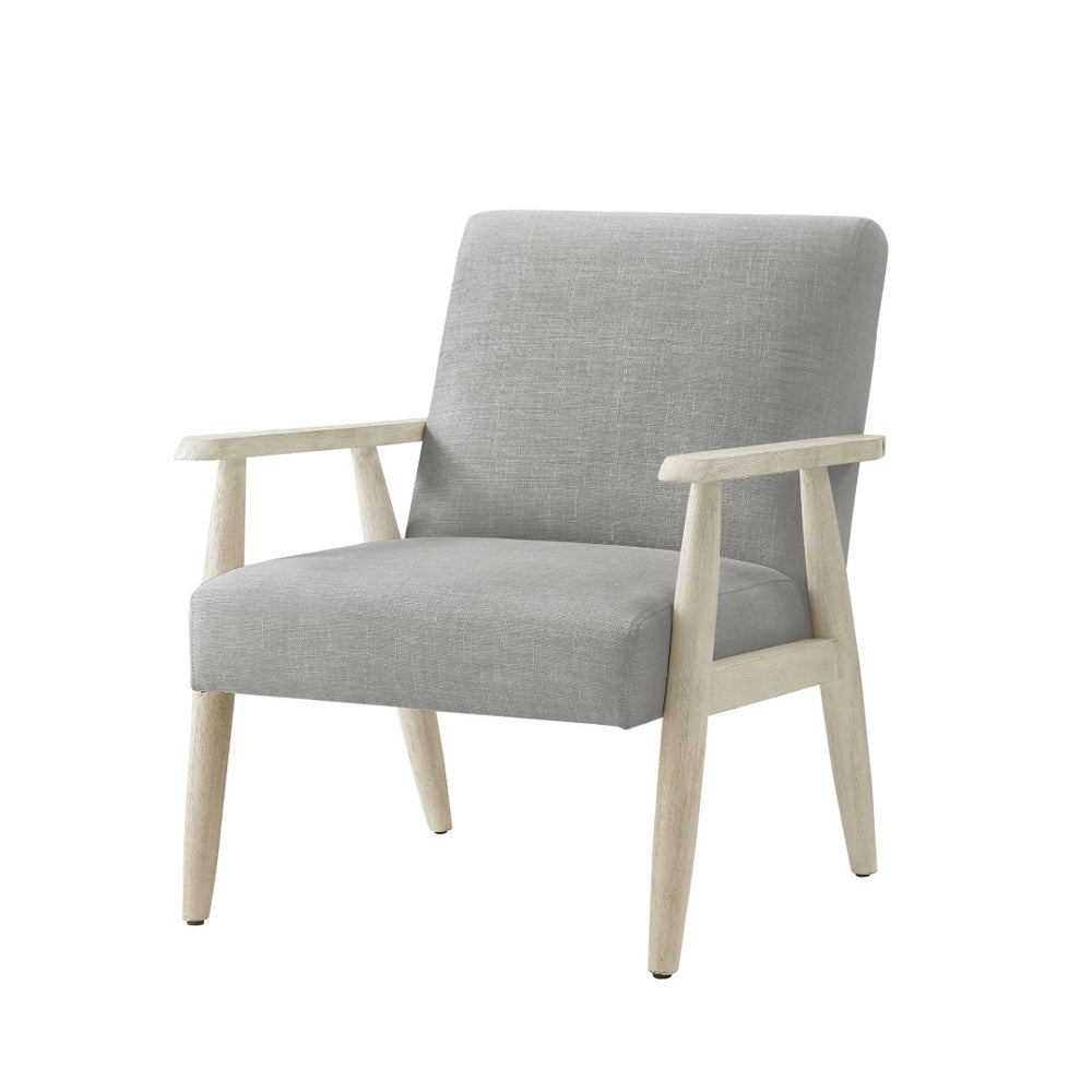 HomeRoots 30" Contemporary Linen Arm Chair - Elegant, Cushioned Comfort for Living Rooms and Home Offices Grey/Cream 533963