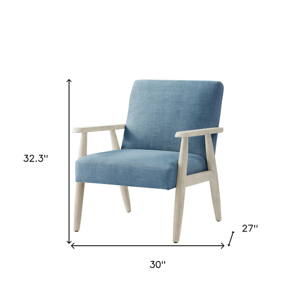 Homeroots 30" Light Blue And Cream Linen Arm Chair Light Blue,Cream  533964