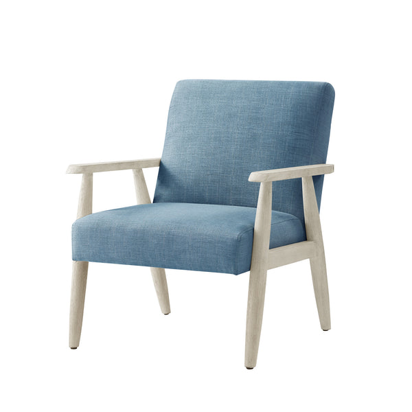 Homeroots 30" Light Blue And Cream Linen Arm Chair Light Blue,Cream  533964