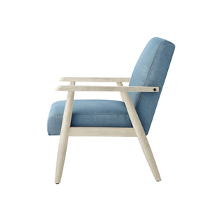 Homeroots 30" Light Blue And Cream Linen Arm Chair Light Blue,Cream  533964
