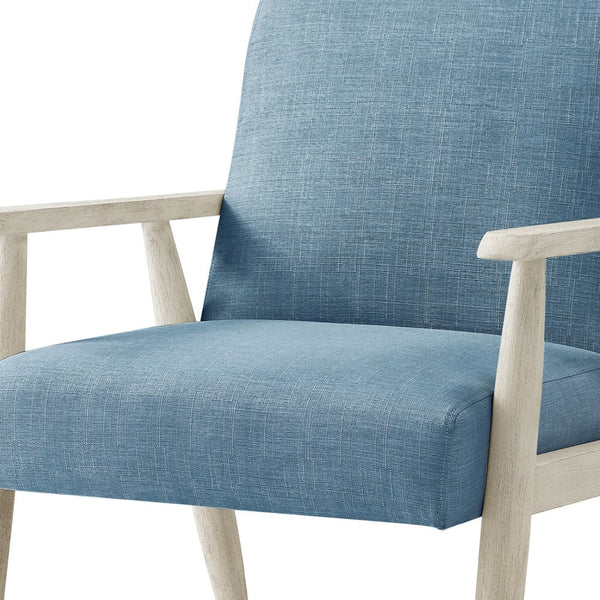 Homeroots 30" Light Blue And Cream Linen Arm Chair Light Blue,Cream  533964
