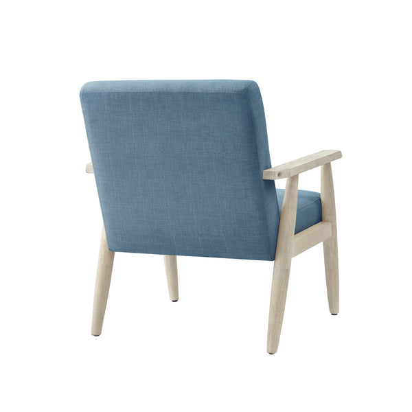 Homeroots 30" Light Blue And Cream Linen Arm Chair Light Blue,Cream  533964