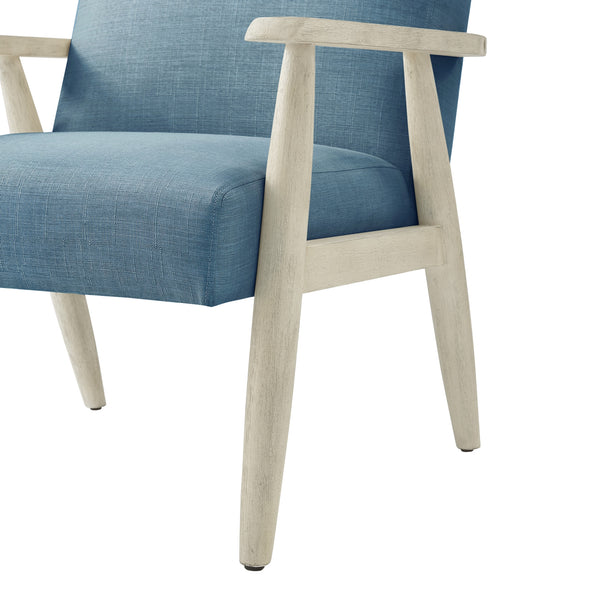 Homeroots 30" Light Blue And Cream Linen Arm Chair Light Blue,Cream  533964