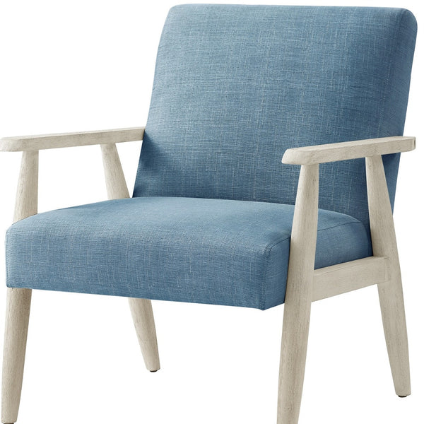 Homeroots 30" Light Blue And Cream Linen Arm Chair Light Blue,Cream  533964