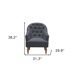 Homeroots 31" Dark Gray And Brown Linen Tufted Arm Chair Dark Grey  533972