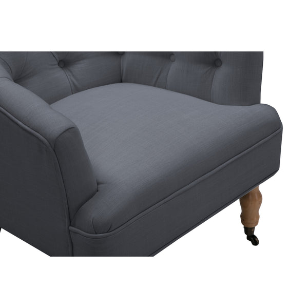 Homeroots 31" Dark Gray And Brown Linen Tufted Arm Chair Dark Grey  533972