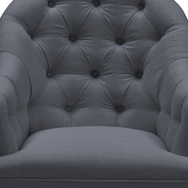 Homeroots 31" Dark Gray And Brown Linen Tufted Arm Chair Dark Grey  533972