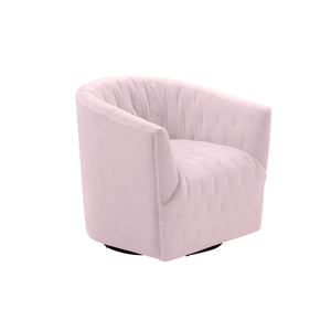 Homeroots 31" Blush And Black Velvet Tufted Swivel Barrel Chair Blush  533975