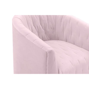 Homeroots 31" Blush And Black Velvet Tufted Swivel Barrel Chair Blush  533975