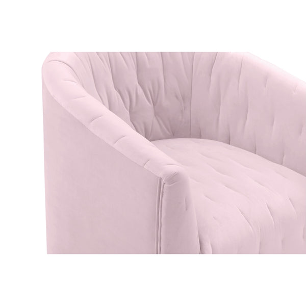 Homeroots 31" Blush And Black Velvet Tufted Swivel Barrel Chair Blush  533975