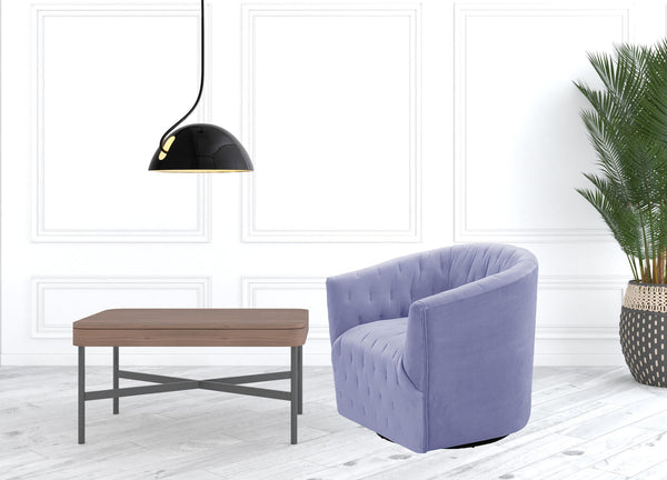 Homeroots 31" Lilac And Black Velvet Tufted Swivel Barrel Chair Lilac  533977
