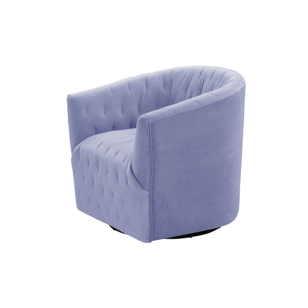 Homeroots 31" Lilac And Black Velvet Tufted Swivel Barrel Chair Lilac  533977