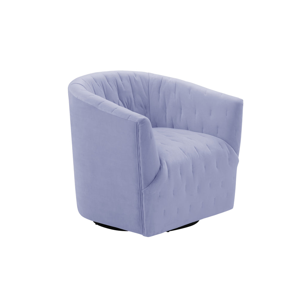 Homeroots 31" Lilac And Black Velvet Tufted Swivel Barrel Chair Lilac  533977