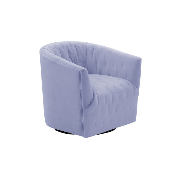 Homeroots 31" Lilac And Black Velvet Tufted Swivel Barrel Chair Lilac  533977