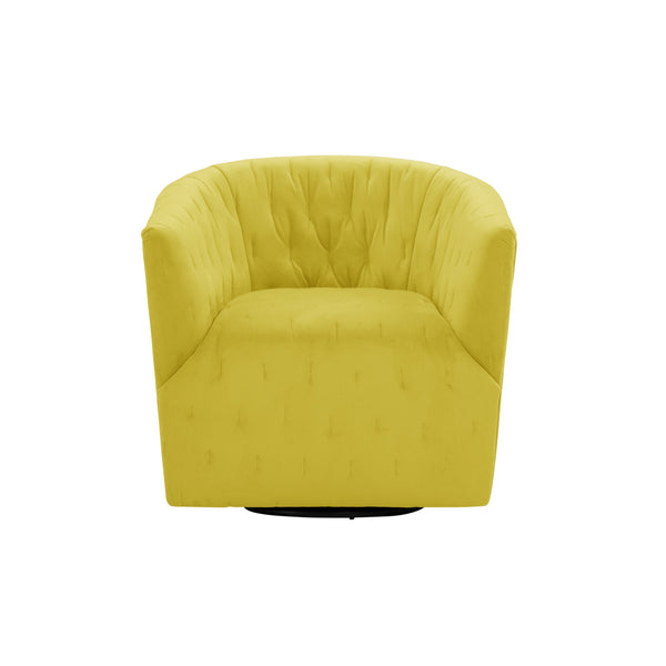 Homeroots 31" Yellow Velvet Tufted Swivel Barrel Chair Yellow  533980