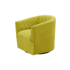 Homeroots 31" Yellow Velvet Tufted Swivel Barrel Chair Yellow  533980
