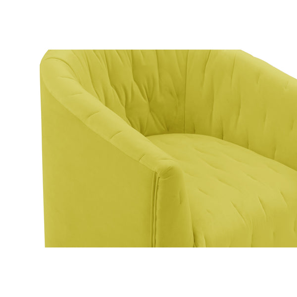 Homeroots 31" Yellow Velvet Tufted Swivel Barrel Chair Yellow  533980