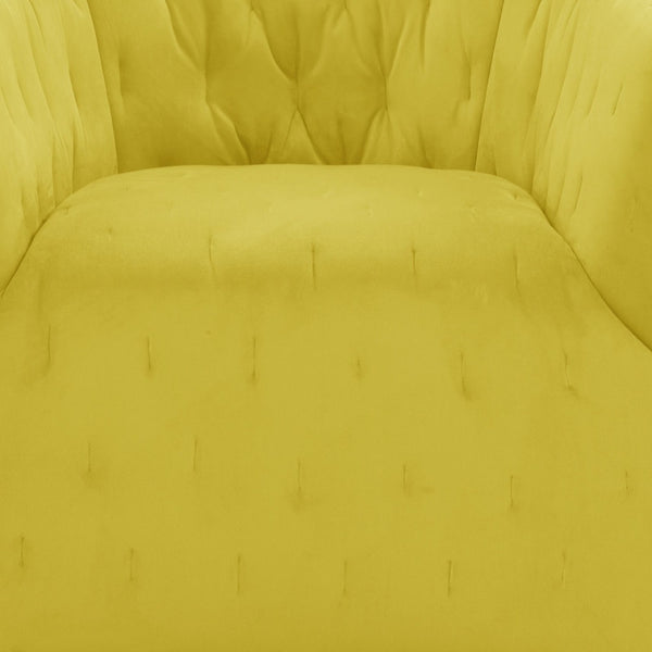Homeroots 31" Yellow Velvet Tufted Swivel Barrel Chair Yellow  533980