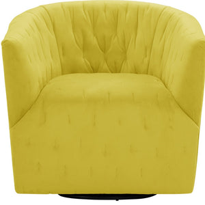 Homeroots 31" Yellow Velvet Tufted Swivel Barrel Chair Yellow  533980