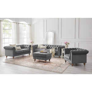 Homeroots 34" Dark Gray And Brown Velvet Tufted Chesterfield Chair Dark Grey  533982