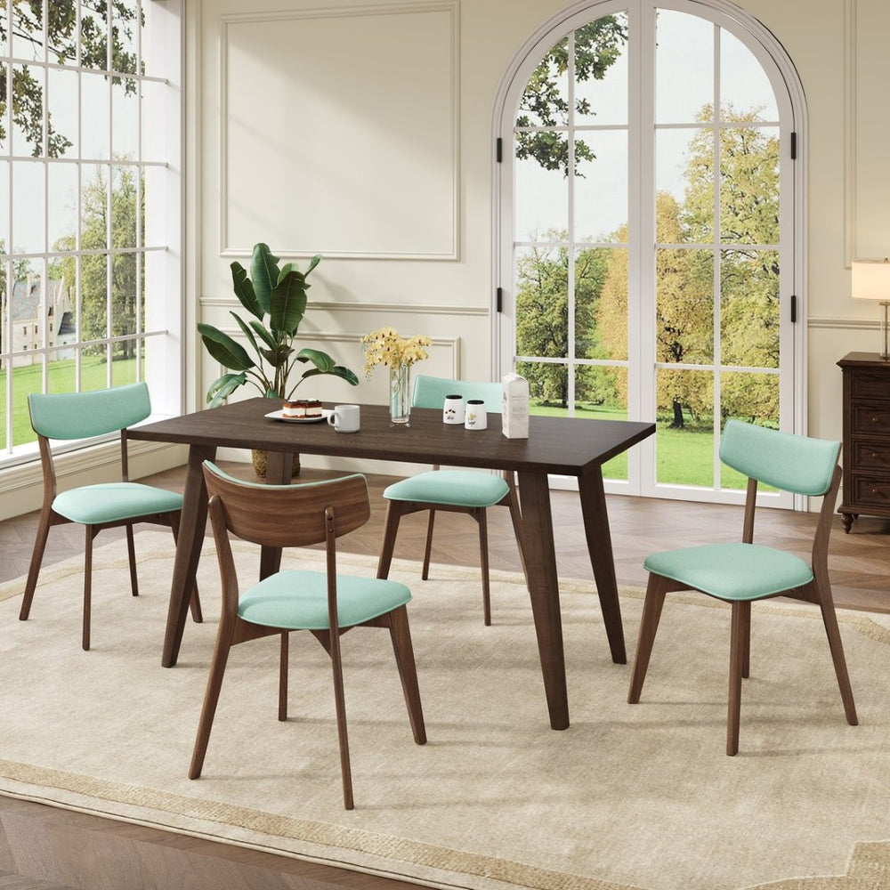 English Elm Caleb Mid-century Upholstered Dining Chair Set of Four with Tapered Oak Legs Mint,Walnut N768P282333M