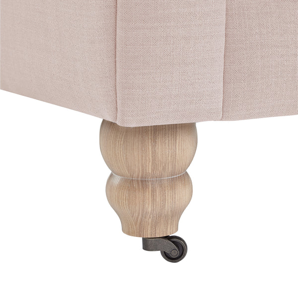 Homeroots 34" Pink And Brown Linen Tufted Chesterfield Chair Pink  533991