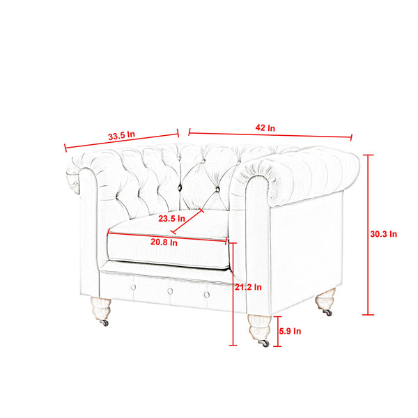Homeroots 34" Pink And Brown Linen Tufted Chesterfield Chair Pink  533991