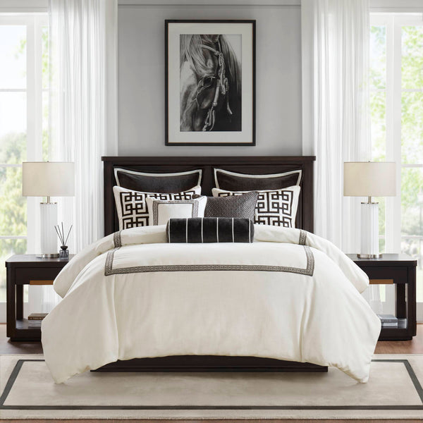 English Elm 9 King Jacquard Oversized Duvet Comforter Set with Shams & Decorative Pillows – Luxurious Bedding Ensemble Multicolor 22.83 L x 18.9 W x 17.32 H B035P319230