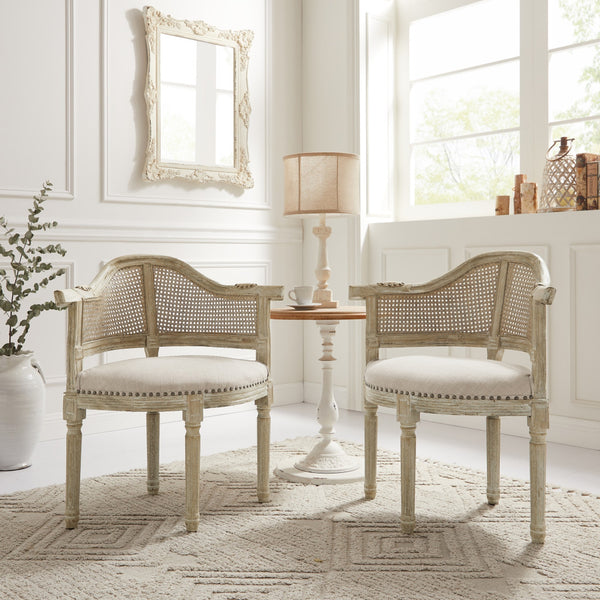 Homeroots 24" Cream And Beige Linen Arm Chair Cream White  533998