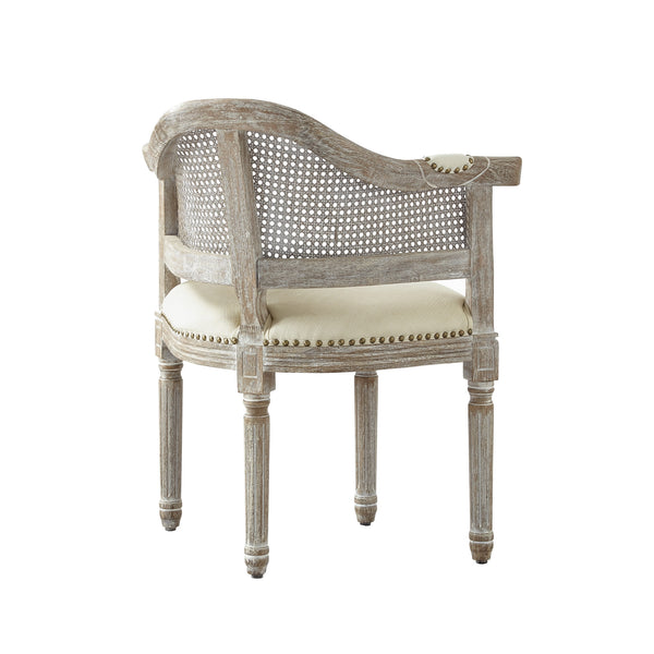 Homeroots 24" Cream And Beige Linen Arm Chair Cream White  533998
